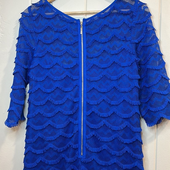 Blue Scalloped Dress w Lace and lining - Picture 4 of 9